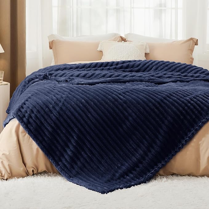 Bedsure GentleSoft Navy Blue California King Size Blanket for Couch - Cozy Soft Blankets for Women, Cute Small Fleece Throws for Girls, Birthday Gifts for Women, Navy, 102x96 Inches