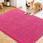 OLANLY Dog Door Mat for Muddy Paws 40x32, Absorbs Moisture and Dirt, Absorbent Non-Slip Washable Doormat, Quick Dry Chenille Mud Mat for Dogs, Entry Indoor Entryway Carpet for Inside Floor, Hot Pink