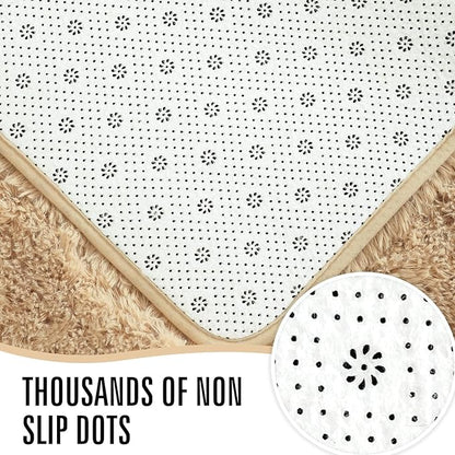 LOCHAS Ultra Soft Indoor Modern Area Rugs Fluffy Living Room Carpets for Children Bedroom Home Decor Nursery Rug Girls 6x9 Feet, Light Tan