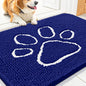 Smiry Dog Door Mat for Muddy Paws, Absorbent Dirt Trapper Non Slip Quick Dry Washable Chenille Mat for Mud Dogs, Entry Rug for Indoor and Outdoor (30x20 Inches, Navy Blue and White)