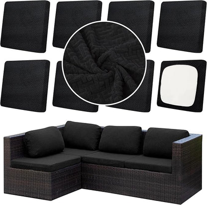 8Pcs Outdoor Cushion Covers, Patio Cushion Covers,Stretch Elastic Slipcovers, Replacement Washable & Reusable Furniture Protector for Patio Couch,Thick Jacquard Textured Twill Fabric(Black,Cover Only)
