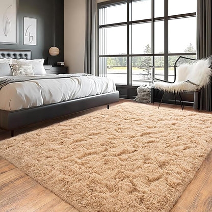 Pionblank Super Fluffy Area Rug for Living Room 5x7 Feet, Modern Indoor Shaggy Carpet, Soft Plush Non Slip Rugs for Bedroom Kids Room Cloakroom Home Decor, Camel