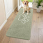Smiry Dog Door Mat for Muddy Paws, Absorbent Dirt Trapper Non Slip Quick Dry Washable Chenille Mat for Mud Dogs, Entry Rug for Indoor and Outdoor (59x24 Inches, Sage Green and White)
