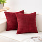 Pack of 2 Corduroy Decorative Throw Pillow Covers 24x24 Inch Soft Striped Pillow Covers Modern Farmhouse Home Decor for Sofa Living Room Couch Bed（Wine Red）