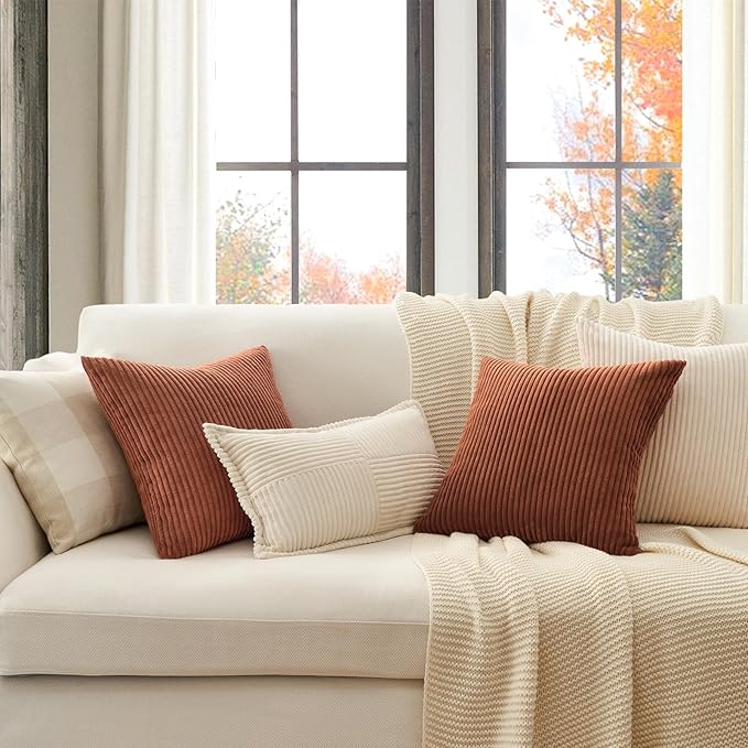 Topfinel Decorative Terracotta Throw Pillow Covers Cushion Cases, Set of 4 Soft Velvet Modern Double-Sided Designs, Rustic Fall Home Decor, Pillow Inserts Not Included 18x18 inch