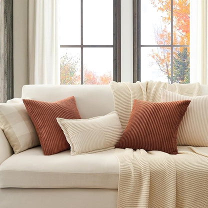 Topfinel Decorative Rust Throw Pillow Covers Cushion Cases, Set of 4 Soft Velvet Modern Double-Sided Designs Terracotta Home Decor ，Fall Style Throw Pillows 20x20 inches
