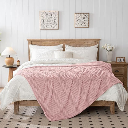 50x70 Inch Pink Throw Blanket - Soft & Fluffy Fleece, Cute & Aesthetic, Perfect for Sofa, Couch, Chair, Bed, Living Room & Bedroom, All-Season Use, Plush & Cozy Decorative Blanket