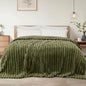 Exclusivo Mezcla Twin Size Flannel Fleece Blanket, Super Soft Striped Jacquard Bed Blanket, Lightweight Fuzzy Cozy for All Seasons, 60x80 Inches, Olive Green