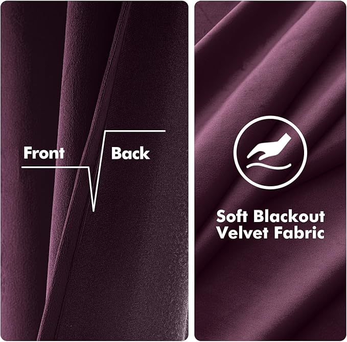 MIULEE Velvet Curtains Purple Orchid Elegant Grommet Thermal Insulated Soundproof Room Darkening Curtains/Drapes for Classical Living Room Bedroom Decor 52 x 90 Inch Set of 2