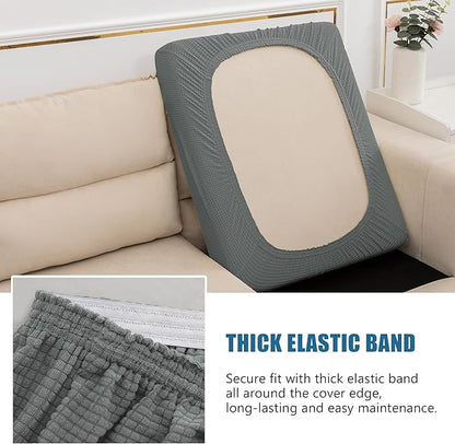 Couch Seat Cushion Covers, Stretch Sofa Cushion Protector Couch Cover for Camper Loveseat Cushion with Elastic Bottom (Medium, Dove Grey)