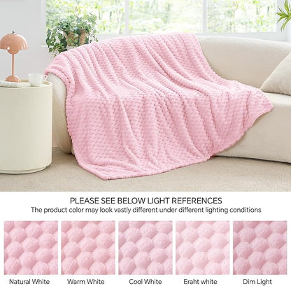 BEDELITE Fleece Blanket - 3D Jacquard Decorative Cherry Blossom Twin Blankets for Couch & Bed, Soft and Cozy Warm Plush Fluffy Blanket All Seasons Suitable, 60x80Inches