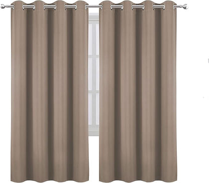 LEMOMO Cappuccino Thermal Blackout Curtains/52 x 72 Inch/Set of 2 Panels Room Darkening Curtains for Bedroom