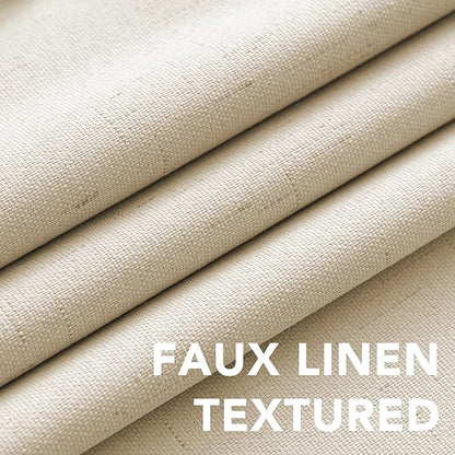 H.VERSAILTEX 100% Blackout Curtains for Bedroom Thermal Insulated Linen Textured Curtains Heat and Full Light Blocking Drapes Living Room Curtains 2 Panel Sets, Bleached Sand, 52x45 Inch