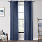 Navy Blue Curtains 90 inch Length for Bedroom Back Tab Light Filtering Semi Sheer Blue Living Room Curtains Linen Cotton Textured Indigo Blue Drapery Panel Modern Aesthetic Decor 42" Wx90 L