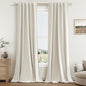 Guken Cream 100% Blackout Linen Curtains 38 Inch Wide by 84 Inch for Living Room Bedroom Back Tab/Rod Pocket Thermal Insulated Black Out Drapes Room Darkening Farmhouse Window Curtains