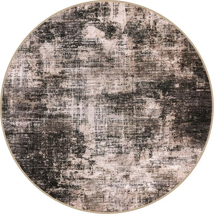 IOHOUZE Abstract Round Area Rug 8 Ft Washable Circle Rugs Large Round Rug Non Slip Thin Soft Circle Rugs, Printed Faux Wool Floor Carpet for Bedroom Living Room Dining Room Nursery, Brown/Rust