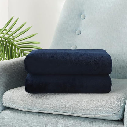 TASTHROW Large Flannel Fleece Throw Blanket, 50×70 Inch - Cozy Lightweight Thick Blanket - All Seasons Suitable for Women, Men and Kids (Navy)