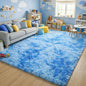 ONASAR Tie-Dye Blue Rugs for Living Room Bedroom, Fluffy 5x8 Bedside Area Rug, Soft Plush Shaggy Indoor Floor Carpet for Nursery Kids Girls Boys Teen Dorm Home Office Decor Aesthetic