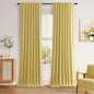 Guken Yellow 100% Blackout Linen Curtains 96 Inch Length 2 Panels Set for Living Room Bedroom Back Tab/Rod Pocket Thermal Insulated Black Out Drapes Room Darkening Window Curtains 96 Inches Long