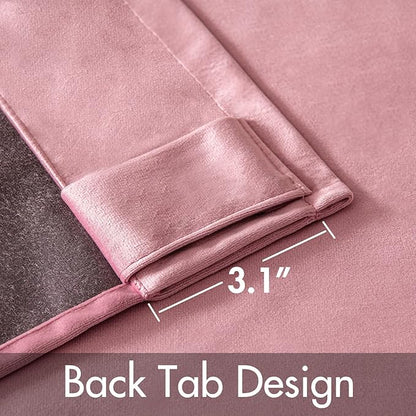 MIULEE Velvet Curtains 90 inches 2 Panels - Luxury Blackout Curtains for Girls Bedroom Nursery Living Room Thermal Insulated Super Soft Window Drapes Rod Pocket & Back Tab, Blush Pink, W52 x L90 inch