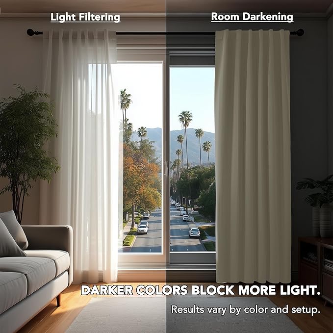 Deconovo Blackout Curtains, Thermal Insulated, W70 x L84 2 Panels, Back Tab, Machine Washable, Room-Darkening Drapes for Bedroom/Living Room Light Beige