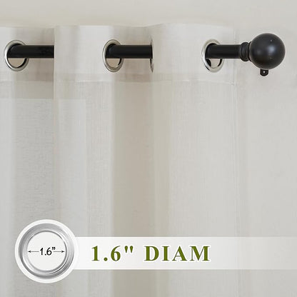 NICETOWN Semi Sheer Linen Curtains Extra Wide for French Door, Grommet Privacy with Light Filtering Vertical Window Curtains for Living Room/Bedroom, Natural, W62 x L84, 2 PCs
