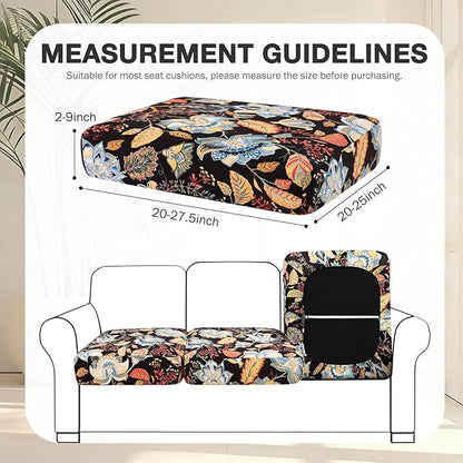 hyha 12Pcs Patio Cushion Covers, Stretch Outdoor Couch Cushion Covers Replacement, Washable Outdoor Chair/Sofa Slipcovers for Patio Furniture Cushions Protector with Elastic Bottom(Floral,Cover Only)