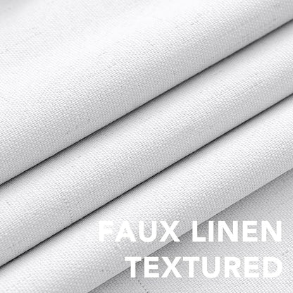 H.VERSAILTEX Linen Blackout Curtains Durable Thick Textured Linen Look 100% Blackout Patio Door Curtain Anti Rust Grommet Extra Wide Sliding Door Curtain Panel, W100 x L84 inch - Pure White