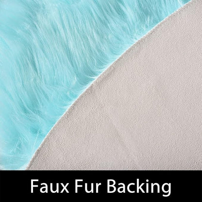 Latepis Blue Round Rugs 6ft Faux Sheepskin Fur Large Circle Rug for Living Room Bedroom Fluffy Plush Furry Rug Home Décor