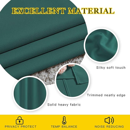 NICETOWN Blackout Curtains for Girl's Room， Thermal Insulated Solid Grommet Room Darkening Curtains/Panels/Drape for Bedroom (Hunter Green， 1 Pair， 46 by 90-Inch)