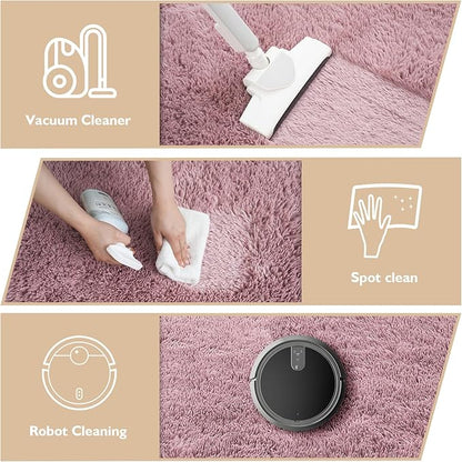 yulidayang Fluffy Round Area Rugs for Bedroom,Blush 3'X3'Shag Circle Area Rugs for Living Room,Non Slip Fuzzy Plush Rug for Kids Room Boys Girls Room and Dorm