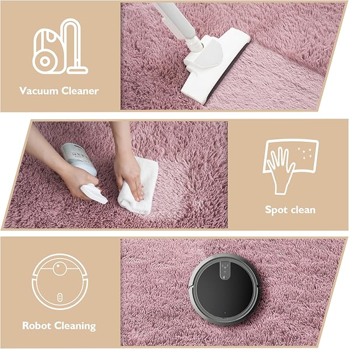 yulidayang Fluffy Round Area Rugs for Bedroom,Blush 4'X4'Shag Circle Area Rugs for Living Room,Non Slip Fuzzy Plush Rug for Kids Room Boys Girls Room and Dorm
