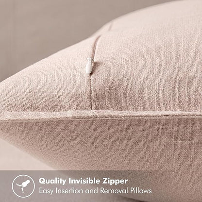 MIULEE Decorative Linen Pillow Covers 20x20 Inch Light Pink Boho Farmhouse Neutral Valentine Spring Couch Throw Pillows for Bed Pack of 2 Accent Modern Pillowcase Sofa Livingroom Home Decor