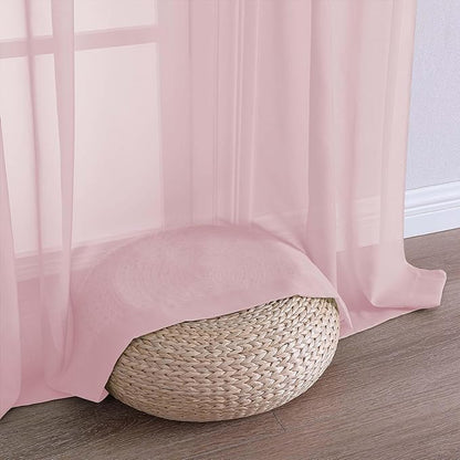 OWENIE Sheer Blush Curtains 108 Inches Long for Living Room Bedroom 2 Panels Set, Lightweight Airy Blush Sheer Curtain, Filmy Voile Rod Pocket, 2 PCS, Each 59" W x 108" L