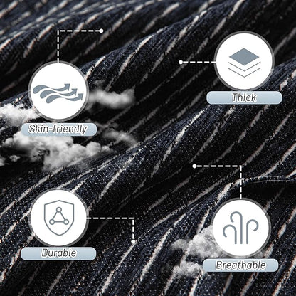 MYSKY HOME Boho Couch Cover Navy Sofa Covers with Tassel Farmhouse Sofa Slipcover Simple Couch Protector for Dogs Chenille Sectional Couch Covers L Shaped Couch Cushion Covers, 91"x 134"