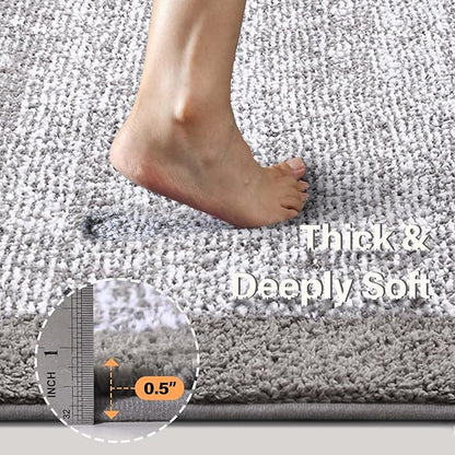 70x24 Long Bathroom Rugs Washable Non Slip, Light Grey Bath Mat for Bathroom Floor Tub, Soft Absorbent Quick Dry Mats for Shower, Bathtub,Home Decor