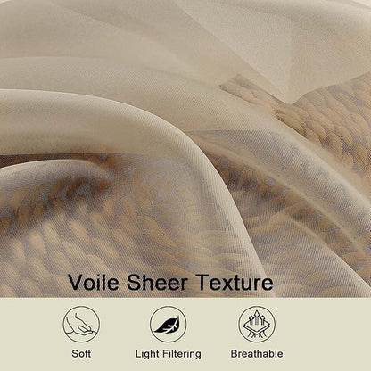 Taupe Kitchen Curtains 30 Inch Length Tier 2 PCS, Solid Soft Airy Half Curtains for Windows, Taupe Sheer Rod Pocket Drapes for Bathroom Basement Small Window, 42" Wx30 L Inches