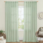 LAMIT Sheer Linen Curtains for Living Room, Back Tab and Rod Pocket Curtains Light Filtering Country Rustic Farmhouse Drapes for Bedroom/Farmhouse, 2 Panels, 52 x 102 Inch, Fresh Green