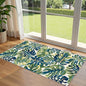Front Door Mat Indoor Entrance - 2x4.3 Ft Spring Washable Layered Doormat Outdoor Entrance Porch Rug Non-Slip Botanical Green Blue Leaf Runner Rug for Kitchen Bedroom Laundry Room Porch Decor