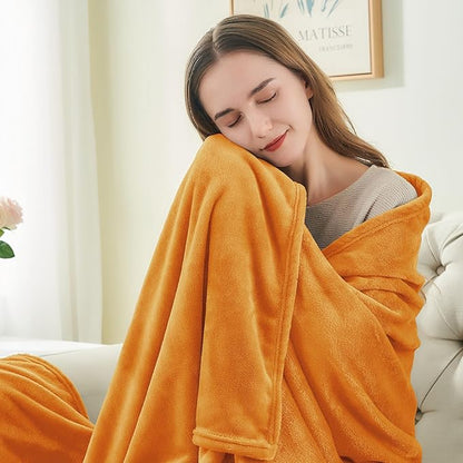 BEDELITE Burnt Orange Throw Blankets for Couch & Bed, 300GSM Luxury Plush Cozy Fleece Blanket 50" x 60", Super Soft Lightweight Fall Blanket for Travel Camping