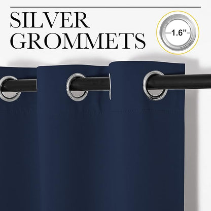 NICETOWN Blackout Curtain Panels for Bedroom, 2 Panels, W52 x L60-inch, Navy, Thermal Insulated Grommet Top Blackout Draperies and Drapes for Basement