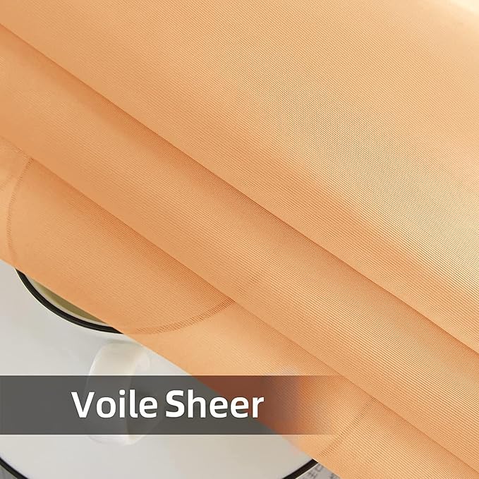 youleyar Solid Sheer Rod Pocket Curtain Voile Draperies 2 Panels White Beige Black Grey Coffee 52 Inch Width 96 Inch Long 1 Pair for Kitchen Bedroom Children Living Room Yard(Beige,52Wｘ96L)