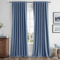 MIULEE 100% Blackout Linen Curtains for Bedroom, Blue Solid Luxury Decor Thermal Insulation Room Darkening Drapes for Living Room Nursery Back Tab Rod Pocket 42 x 96 Inches, 2 Panels