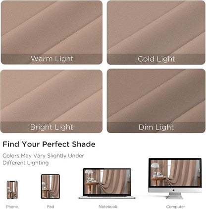 CUCRAF Khaki Blackout Curtains 54 inch Length 2 Panels Set, Rod Pocket Room Darkening Drapes for Bedroom Living Room, Insulated Thermal Light Blocking Window Curtain (W52 x L54 Inch)