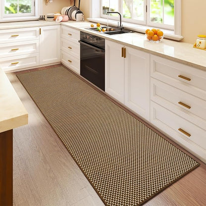 YDKGL 2x6 ft Kitchen Runner Rugs Mat Non Slip Woven Runners for Hallways Washable, Soft Long Entryway Laundry Hall Floor Runner Carpet for Indoor Backdoor Bedroom Living Room, Dark Brown/Coffee