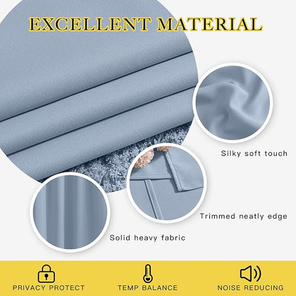 NICETOWN Blackout Curtains and Drapes for Kitchen - Thermal Insulated Solid Grommet Top Blackout Panels/Draperies for Kid's Room (Vintage Blue, 1 Pair, 46 x 54 Inch)