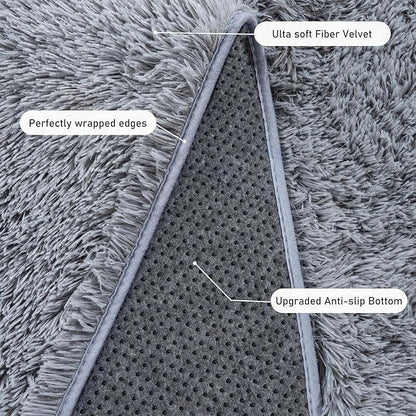 Rugs for Living Room 8x10, Soft Shaggy Modern Shag Area Rug for Bedroom, Upgrade Non-Slip Plush Fluffy Carpet for Kids Boys Girls Room Home Decor Aesthetic, Grey