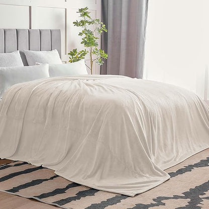 BEDELITE Big Fleece Blanket 120" x 120" (10' x 10'), Super Soft Fluffy Fuzzy Oversized King for Bed, Couch, Sofa, Camping, Extra Large Blanket Fits Your Whole Family, Beige