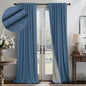 Denim Blue Blackout Drapes 96 Inches Long 2 Panel Burg Cute Linen Textured Modern Farmhouse Living Room Darkening Curtain for Bedroom Viral Sound Deadening Insulated Thermal Back Tab Pleated 96 Length