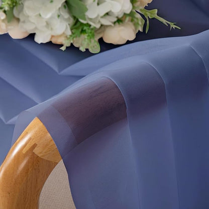 Chyhomenyc Royal Blue Sheer Curtains 96 inches Long 2 Panels, Light Filtering Soft Airy Solid Elegant Voile Window Treatment Drapes for Bedroom Living Room Wedding Party Decor, 42 Wx96 L, 8FT L